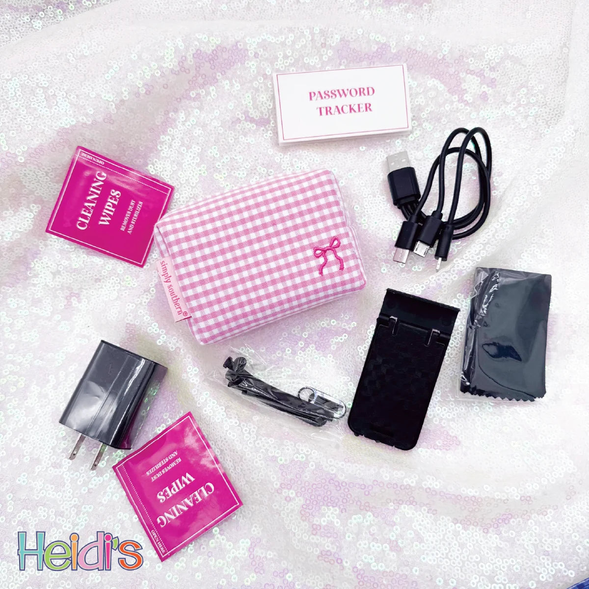 Simply Southern Travel Tech Kit: Pink Gingham