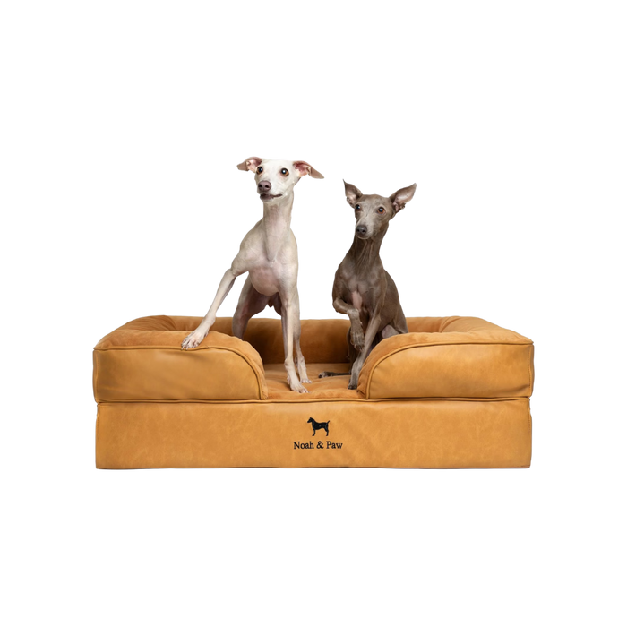 NOAH & PAW Vegan Leather Dog Bed - Camel