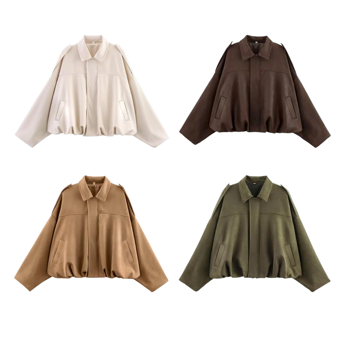 Faux Suede Bomber Jacket