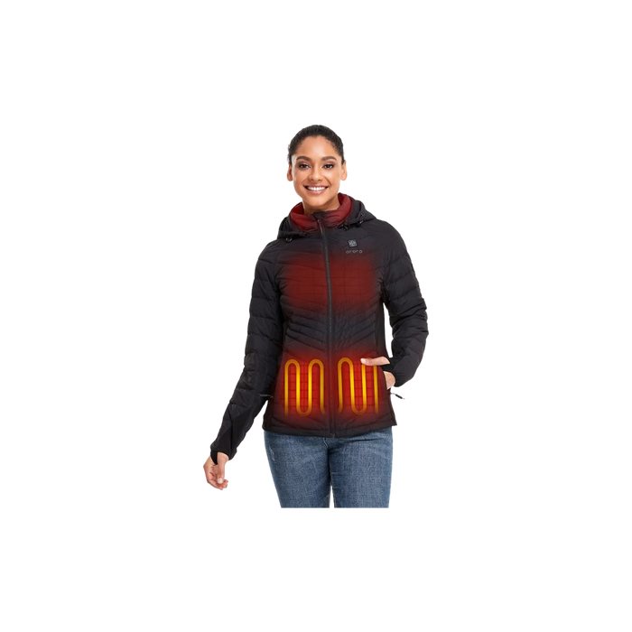 ORORO Women's 800-Fill Heated Down Jacket with Detachable Hood and Battery