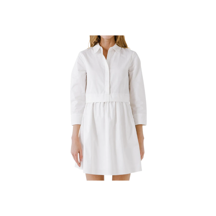 English Factory - Long Sleeve Mini Shirtdress 