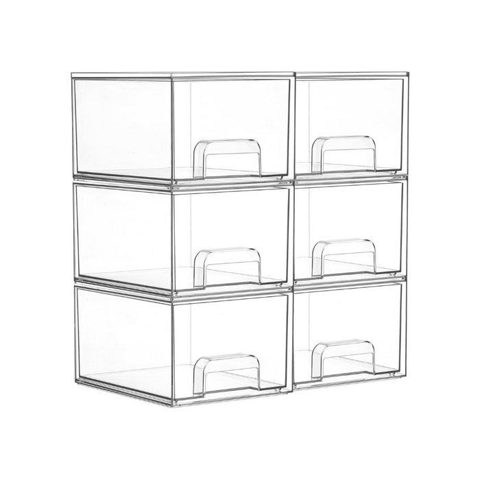 Clear Stackable Storage Drawers - Set of 6