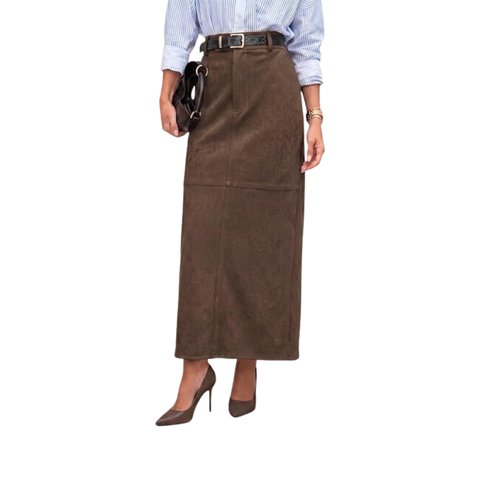 Suede Maxi Skirt with Slit