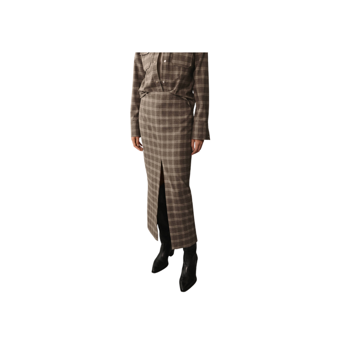Check Skirt with Slit