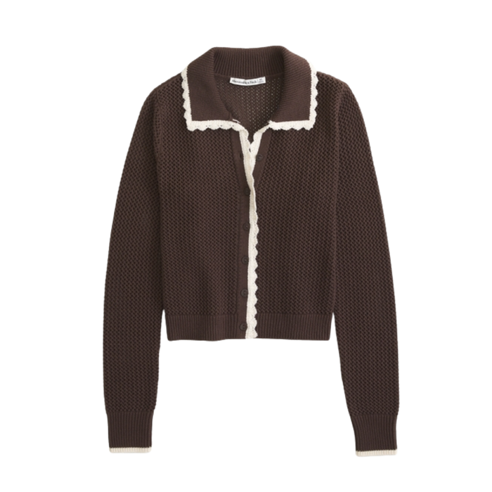 Crochet Style Collared Cardigan