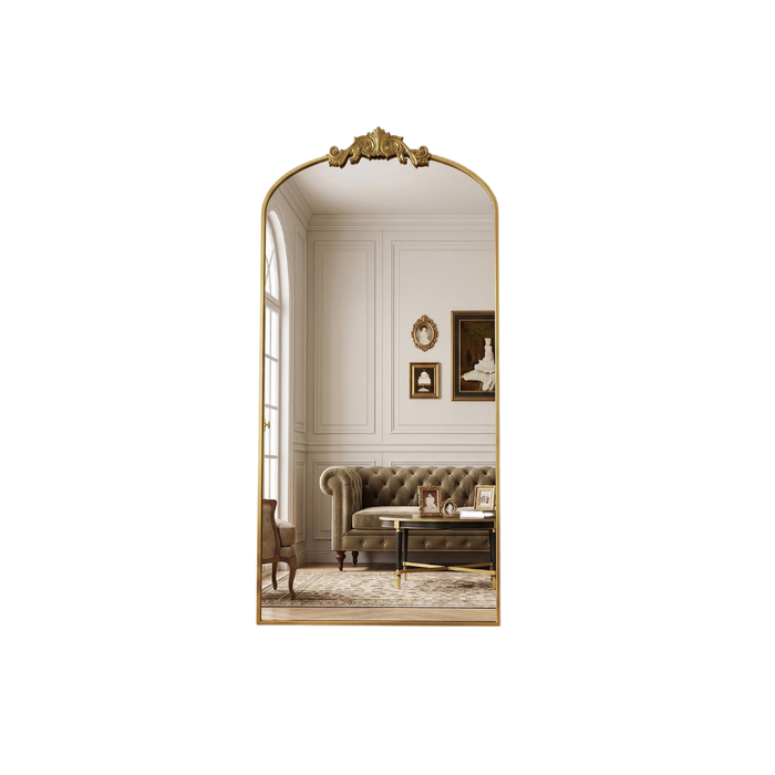 Arched Full Length Mirror with Vintage Frame Detail