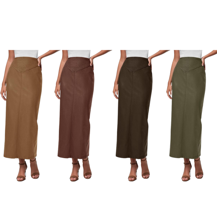 Faux Leather High Waisted Maxi Skirt