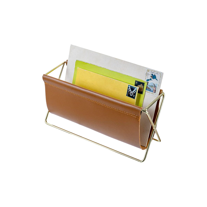 10 Inch Caramel Leatherette Mail Sorter