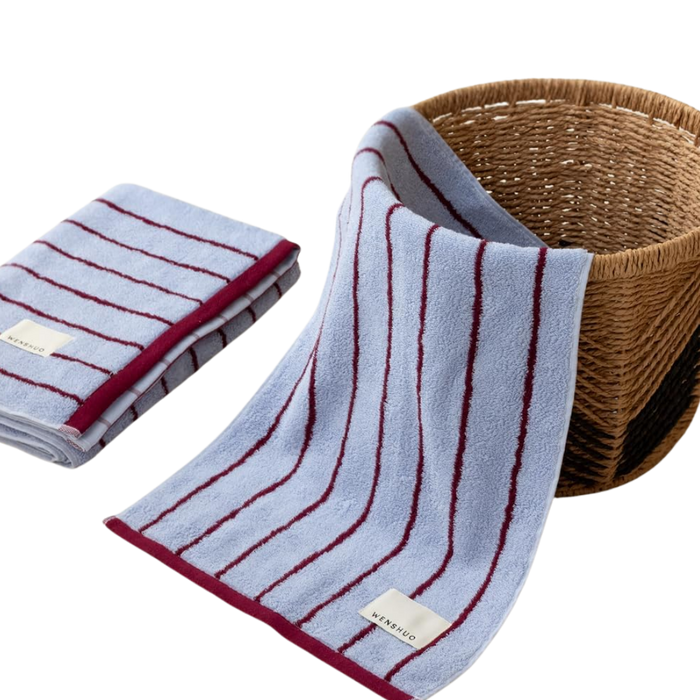 Sea Salt Blue Striped Bath Towel