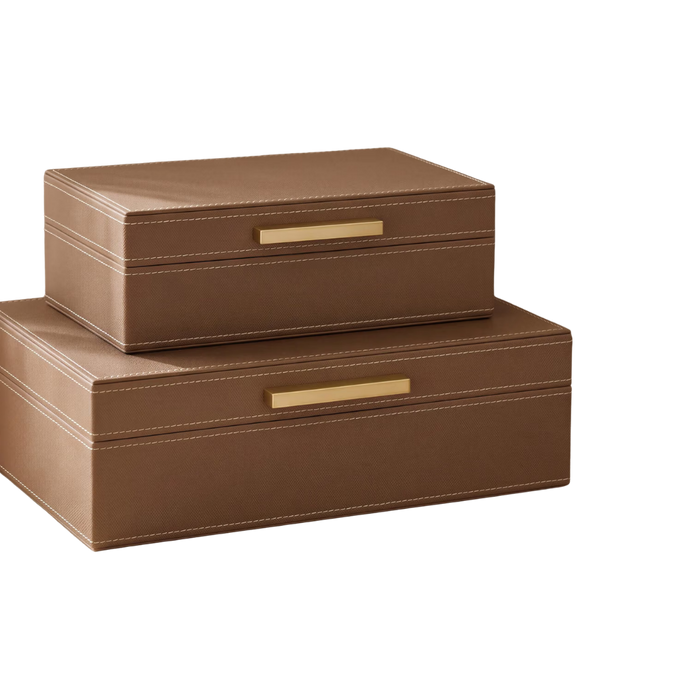 Leather Decorative Storage with Stitching Detail