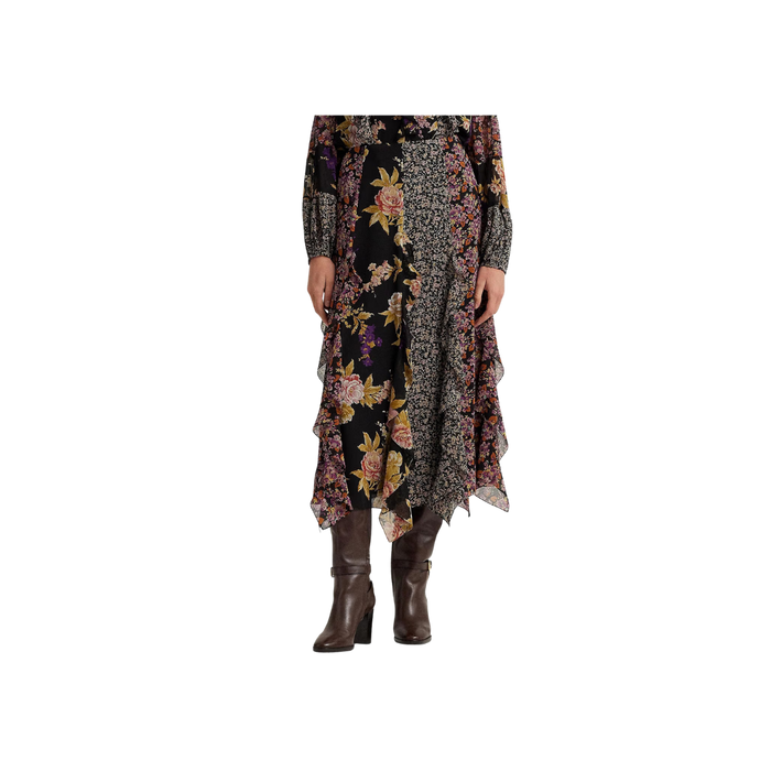 Ralph Lauren Mixed-Floral Georgette Skirt