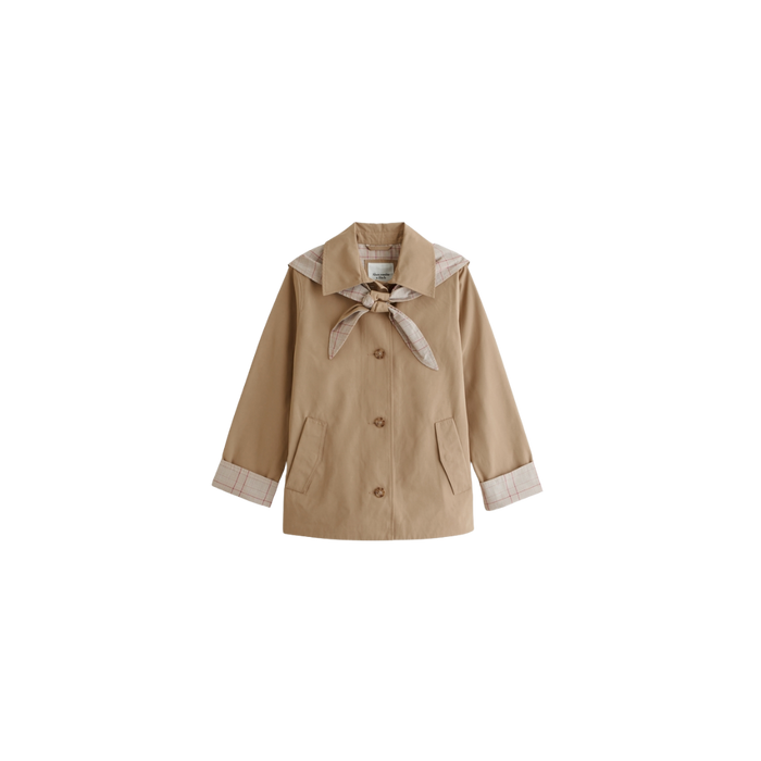A-Line Removeable Scarf Trench Coat