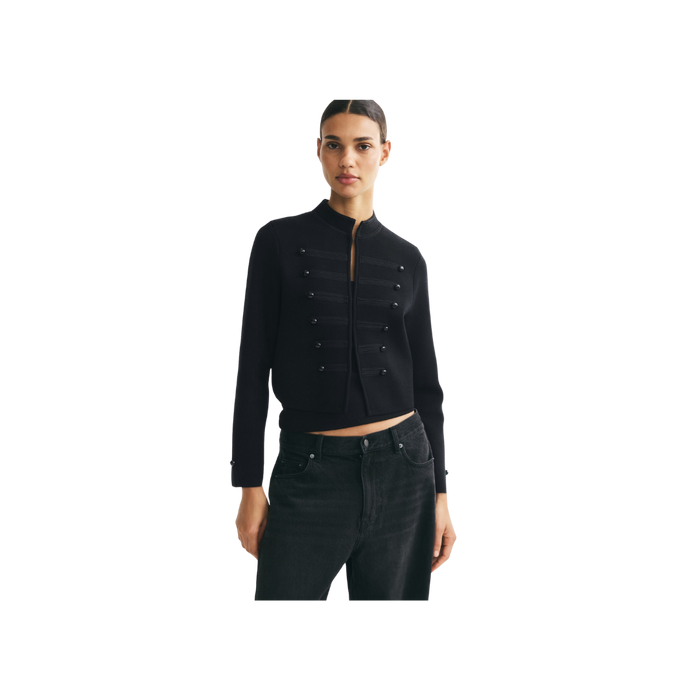 Women's Black Button-Detail Knit Cardigan