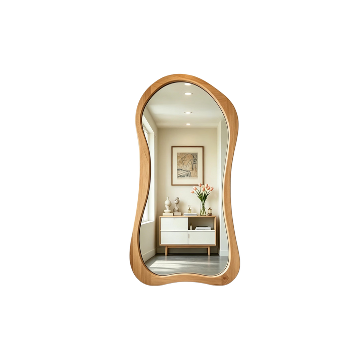 Irregular Full Length Mirror with Solid Wood Frame