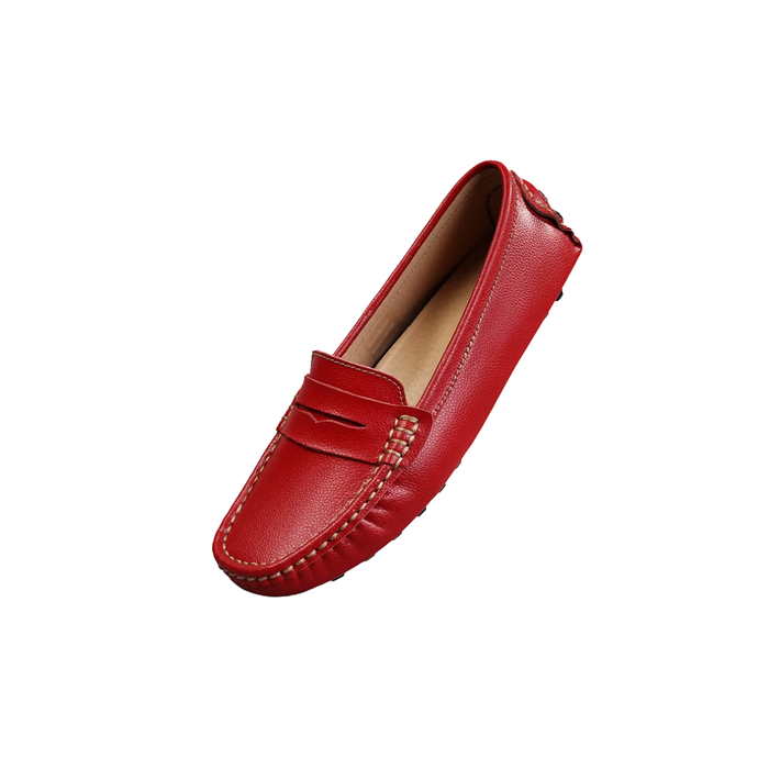 Classic Red Leather Penny Loafers