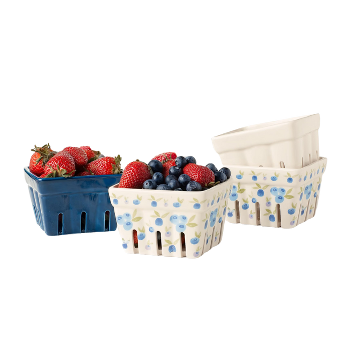 Painted Ceramic Berry Basket