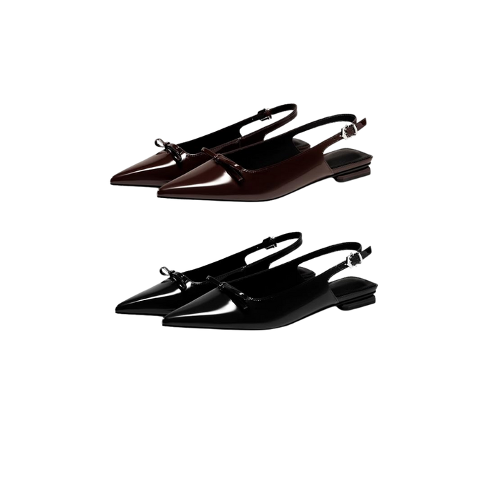 Pointed Toe Bow Slingback Flats
