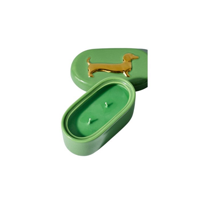Lucie Dachshund Gourmand Pistachio Ceramic Candle