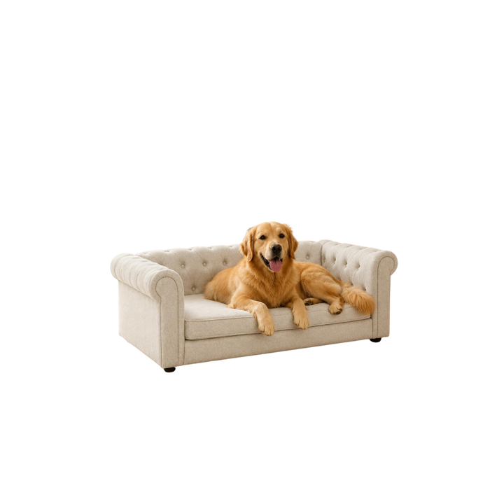 Beige Linen Dog Sofa