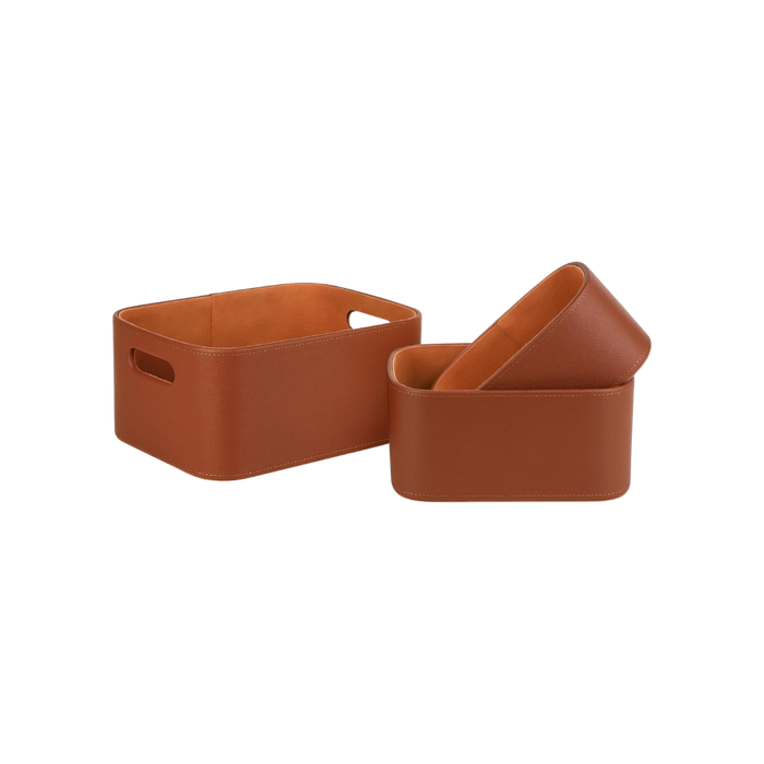 Faux Leather Storage Bins
