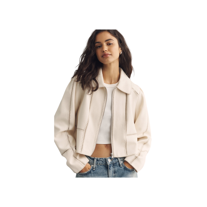 Freya Stitched Zip-Up Jacket - White