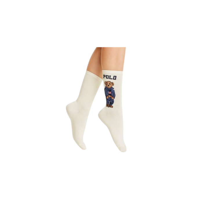 Americana Bear Cotton Blend Crew Socks