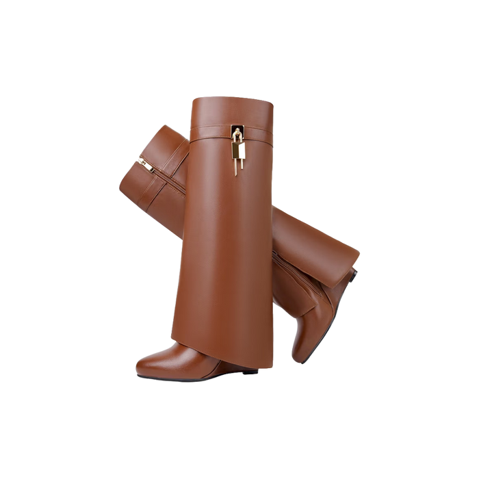 Fold Over Knee High Shark Boots