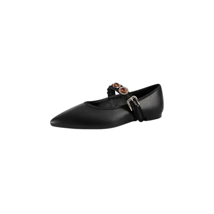 Pointed Toe Studded Mary Jane Flats