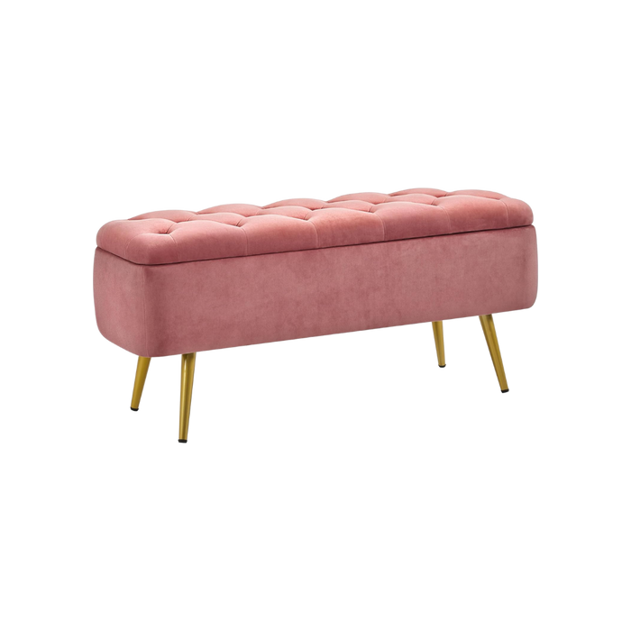 Pink Velvet Storage Ottoman