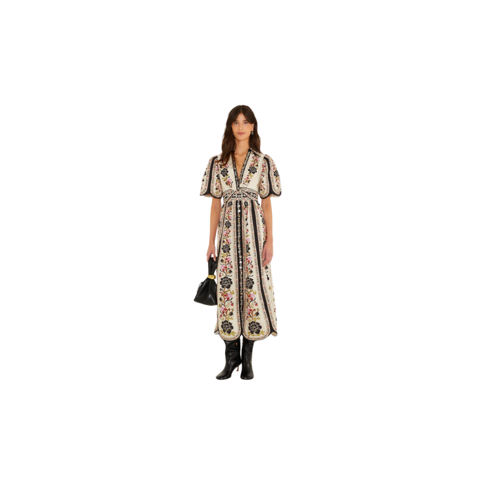 Delicate Floral Collared Buttoned Maxi Dress
