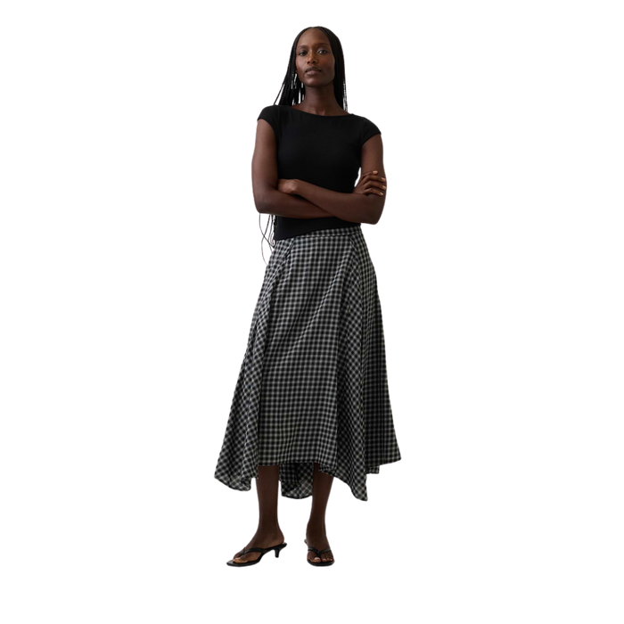 Plaid Maxi Handkerchief Skirt