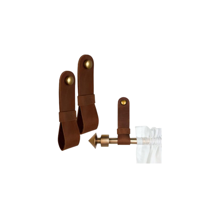 Leather Curtain Rod Brackets - Set of 4