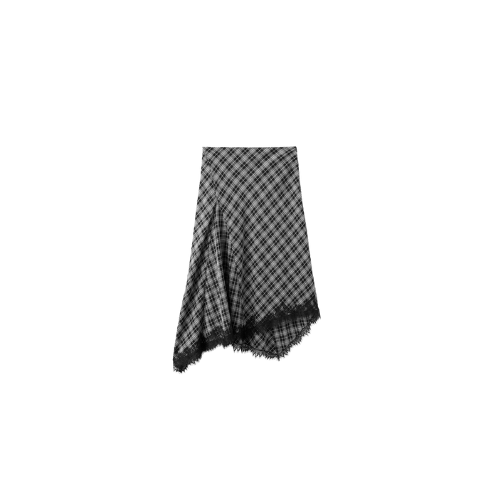 Fluid midi check skirt