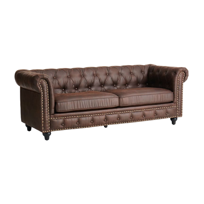 Chesterfield Brown Leather Sofa 