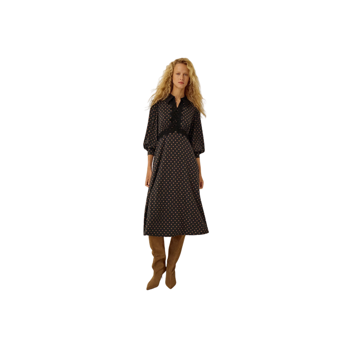 Sally Lace Polka Dot Jersey Midi Dress