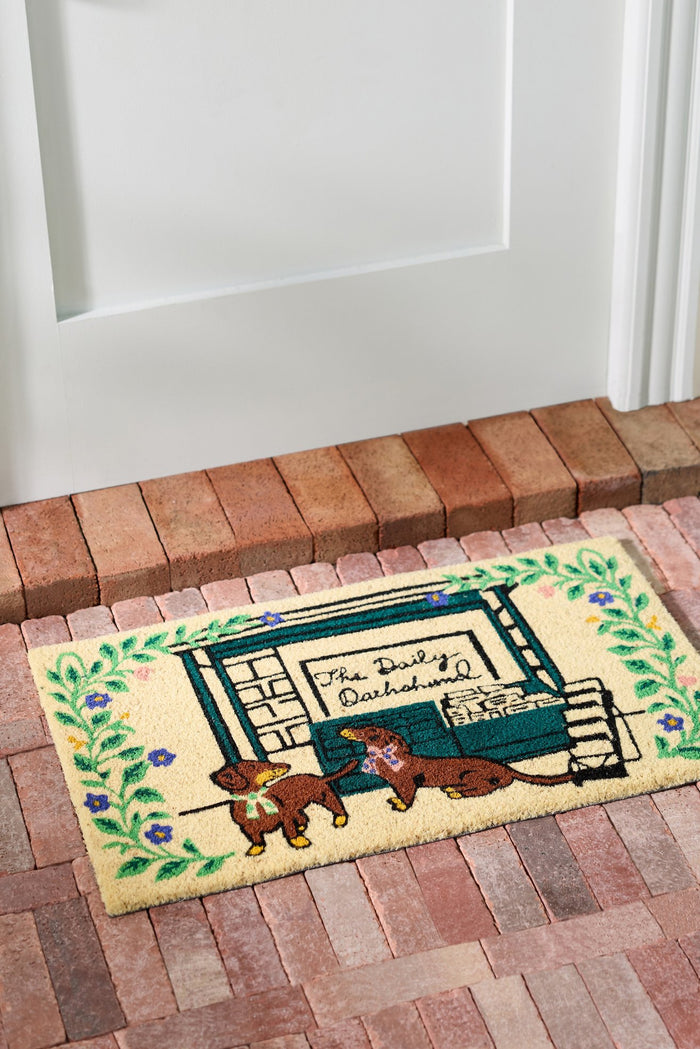 News Stand Dachshund Coir Printed Doormat