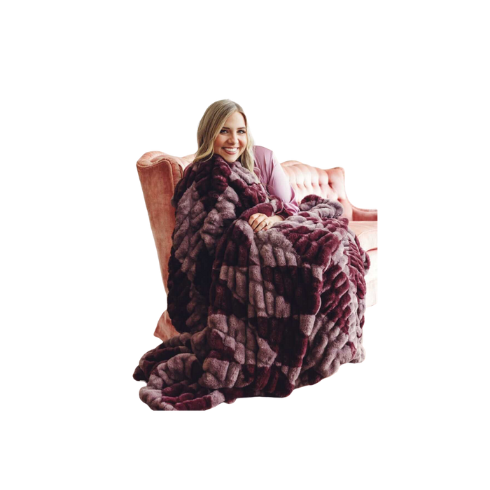 Hugs Shelby Mulberry Diamond Plush Blanket