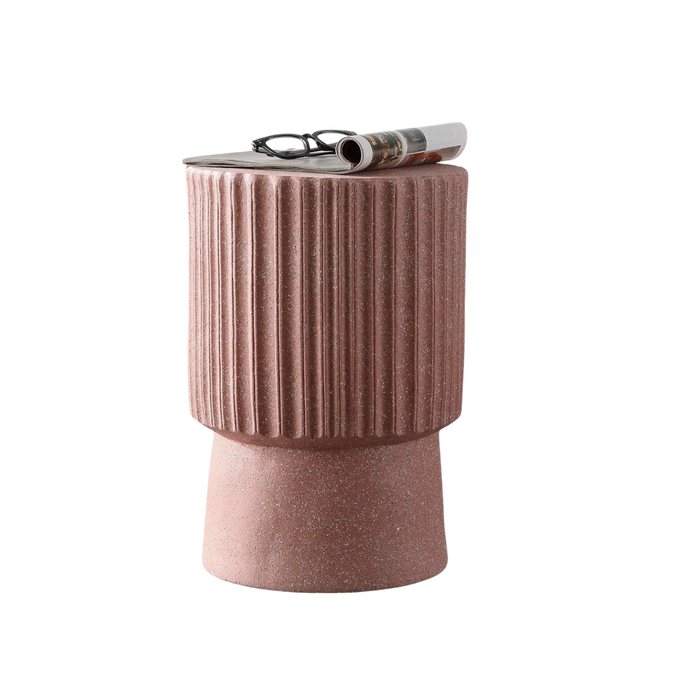 JONATHAN Y Louisa Fluted Polyresin Accent Table - Pink Terrazzo