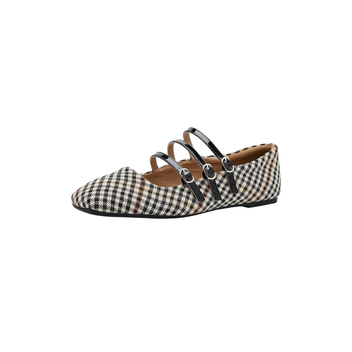 Darlin Bone Black Plaid Flats
