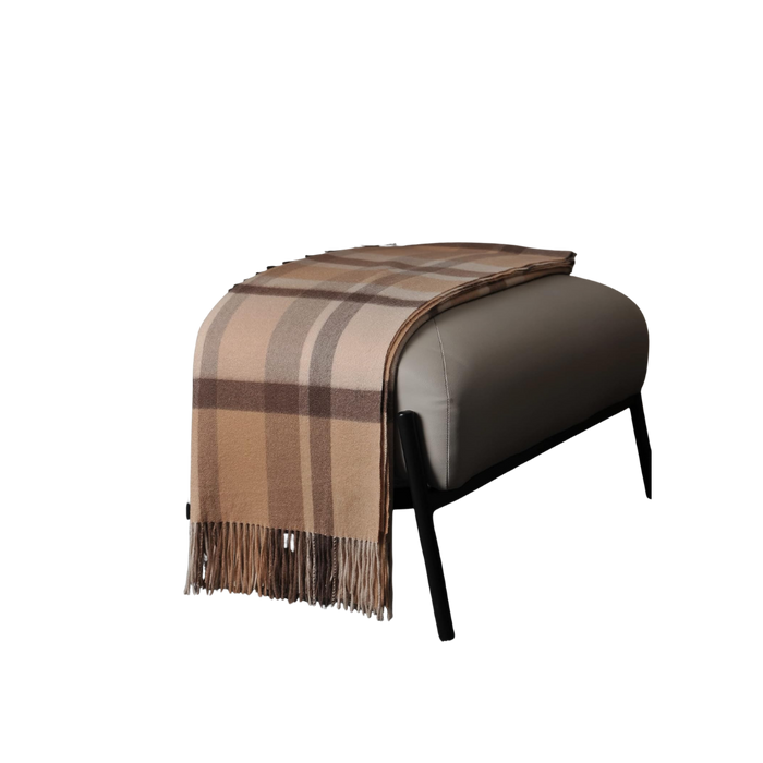 Pure Cashmere Throw Blanket, Camel Tartan