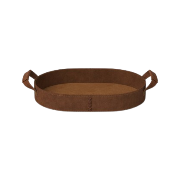 Decorative Faux Suede Tray with Handles