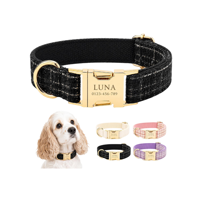 Tweed Collar with Custom Engraving 