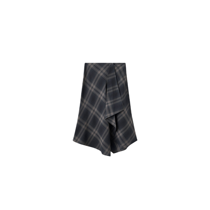 Checked asymmetric skirt