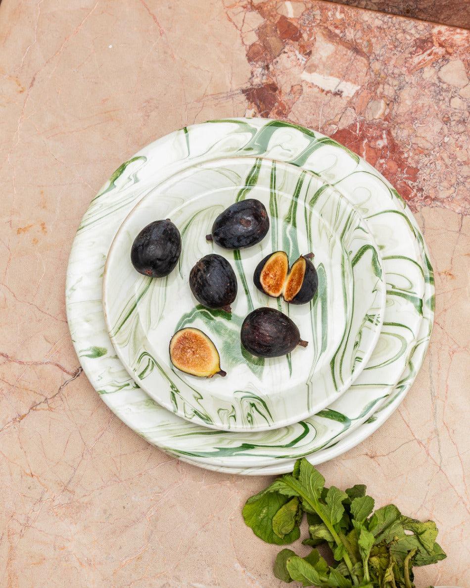 Marbled Olive Salad Plate - Set of 4