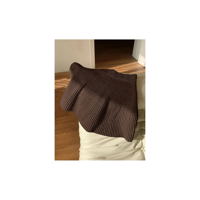 Pleated Knit Mini Skirt