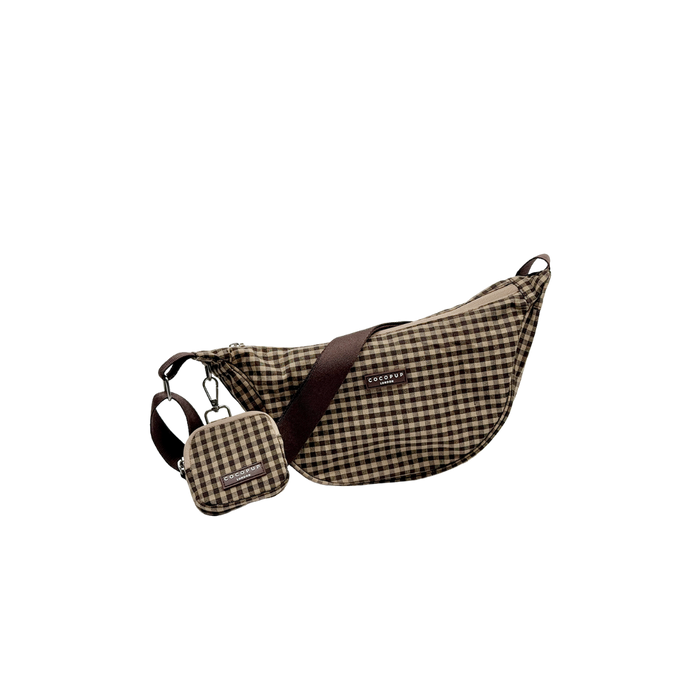Crossbody Crescent Dog Walking Bag Bundle - Cotswold Check