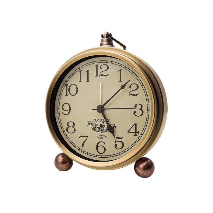 Brushed Gold Vintage Non-Ticking Alarm Clock