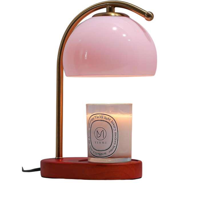 Pink Glass Candle Warmer Lamp w/ Timer