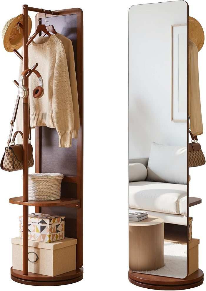 Rotating Full Length Mirror + Coat Rack