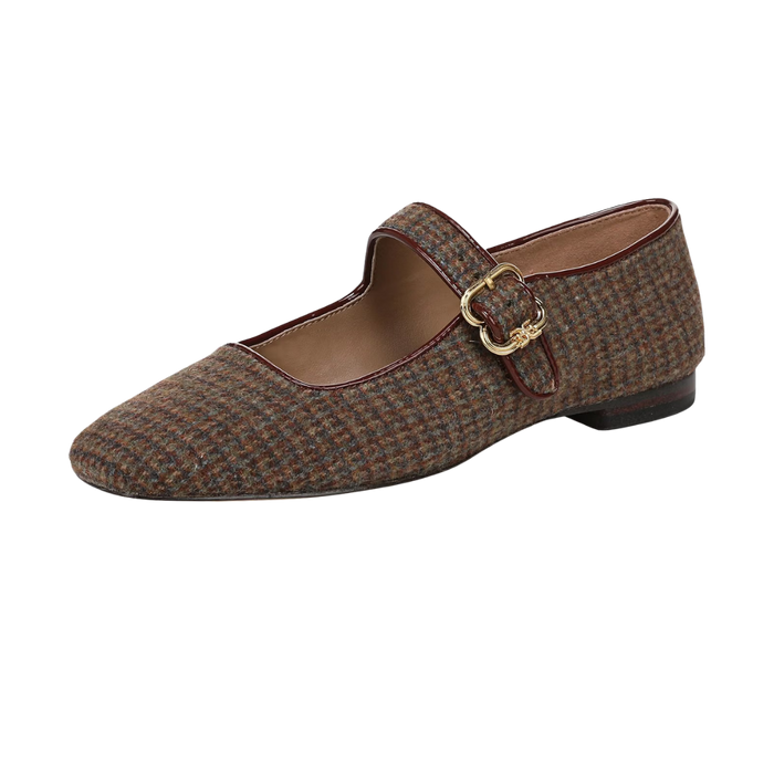 Michaela Mesh Ballet Flats - Brown Plaid